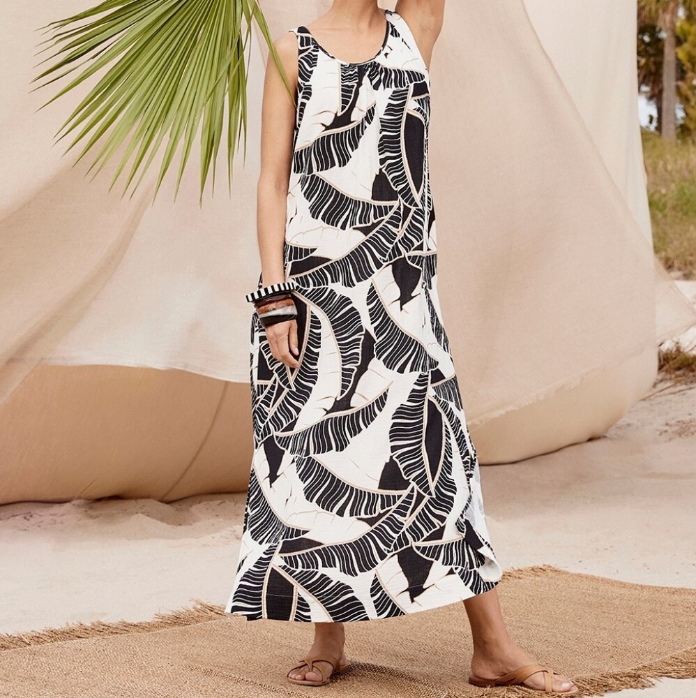 NWT Chico's Palm-Print Gauze Maxi Tank Dress 2